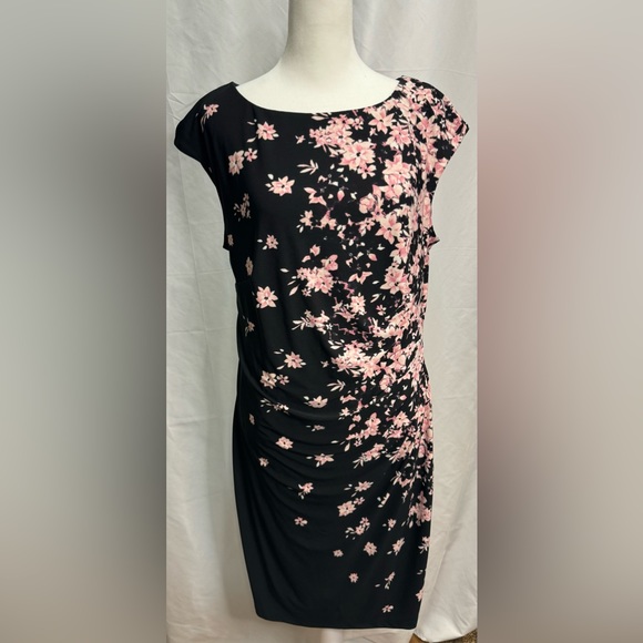 Black Label Dresses & Skirts - NWT Women’s Black dress with pink floral sz 14